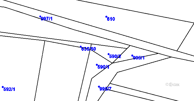 Parcela st. 590 v KÚ Dřínov u Zlonic, Katastrální mapa