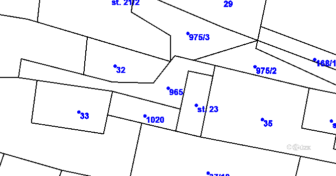 Parcela st. 965 v KÚ Dřínov u Zlonic, Katastrální mapa