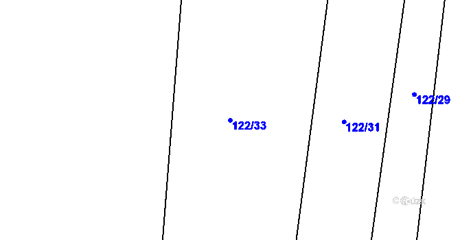 Parcela st. 122/33 v KÚ Dřínov u Zlonic, Katastrální mapa