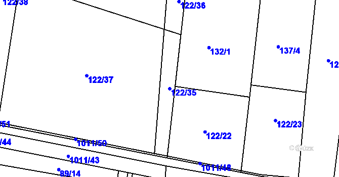 Parcela st. 122/35 v KÚ Dřínov u Zlonic, Katastrální mapa