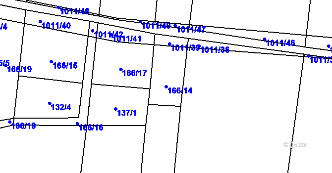 Parcela st. 166/14 v KÚ Dřínov u Zlonic, Katastrální mapa