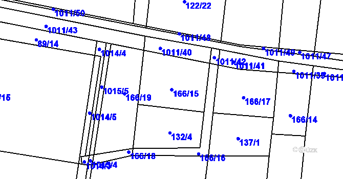 Parcela st. 166/15 v KÚ Dřínov u Zlonic, Katastrální mapa