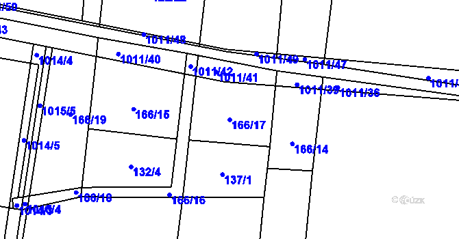 Parcela st. 166/17 v KÚ Dřínov u Zlonic, Katastrální mapa