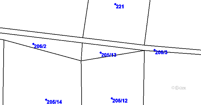Parcela st. 205/13 v KÚ Dřínov u Zlonic, Katastrální mapa