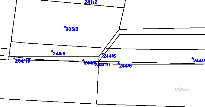 Parcela st. 244/6 v KÚ Dřínov u Zlonic, Katastrální mapa