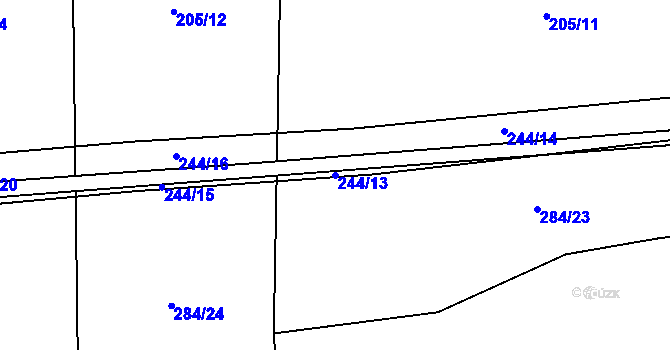 Parcela st. 244/13 v KÚ Dřínov u Zlonic, Katastrální mapa