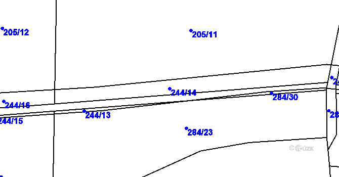 Parcela st. 244/14 v KÚ Dřínov u Zlonic, Katastrální mapa