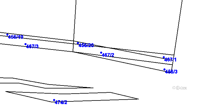 Parcela st. 467/2 v KÚ Dřínov u Zlonic, Katastrální mapa