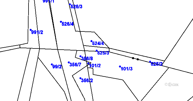 Parcela st. 525/3 v KÚ Dřínov u Zlonic, Katastrální mapa