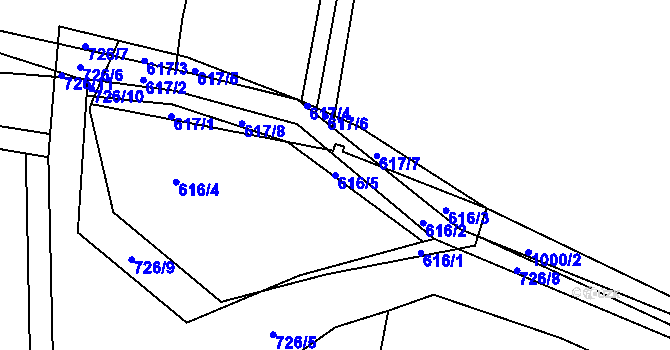 Parcela st. 616/5 v KÚ Dřínov u Zlonic, Katastrální mapa