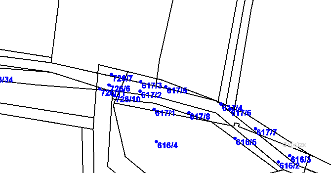 Parcela st. 617/5 v KÚ Dřínov u Zlonic, Katastrální mapa