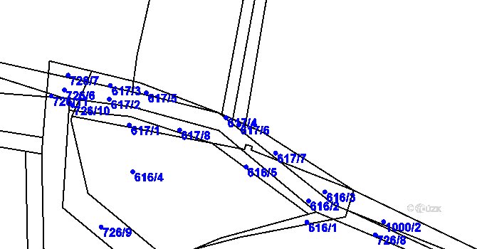 Parcela st. 617/6 v KÚ Dřínov u Zlonic, Katastrální mapa