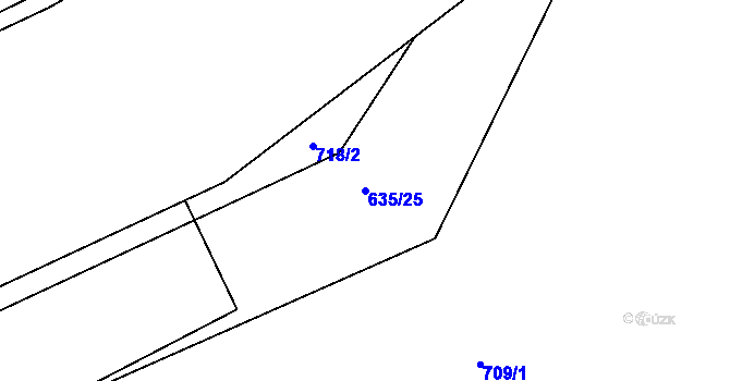 Parcela st. 635/25 v KÚ Dřínov u Zlonic, Katastrální mapa