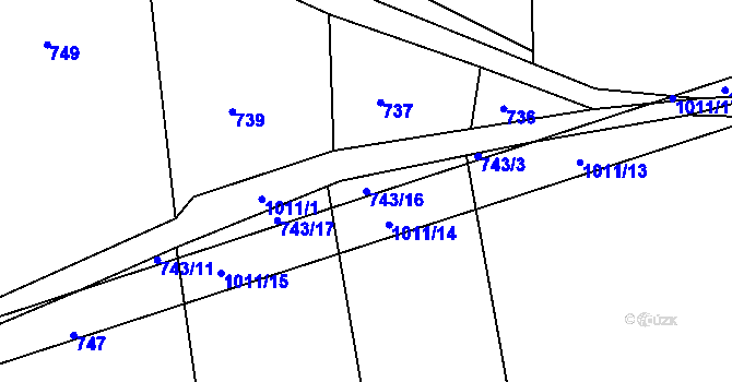 Parcela st. 743/16 v KÚ Dřínov u Zlonic, Katastrální mapa