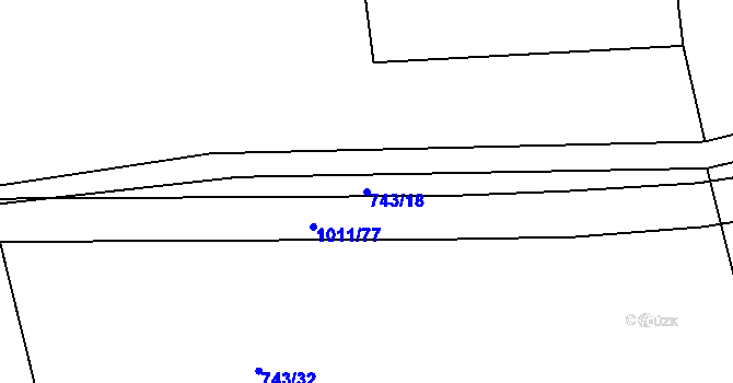 Parcela st. 743/18 v KÚ Dřínov u Zlonic, Katastrální mapa