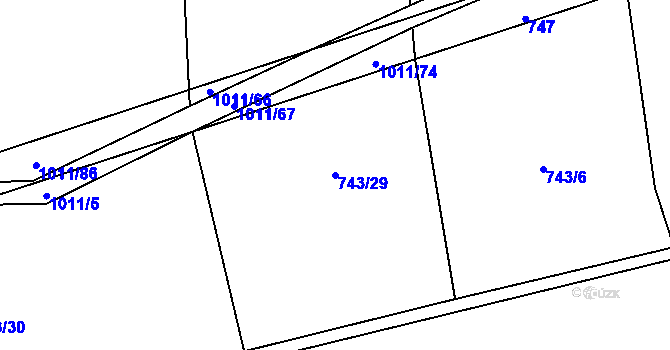 Parcela st. 743/29 v KÚ Dřínov u Zlonic, Katastrální mapa