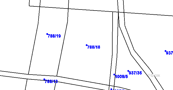 Parcela st. 788/18 v KÚ Dřínov u Zlonic, Katastrální mapa