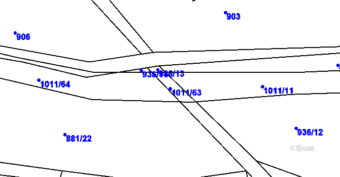 Parcela st. 1011/63 v KÚ Dřínov u Zlonic, Katastrální mapa