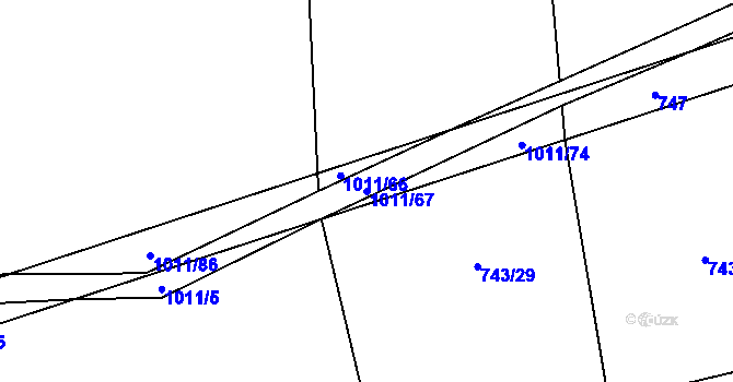 Parcela st. 1011/67 v KÚ Dřínov u Zlonic, Katastrální mapa