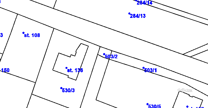 Parcela st. 503/2 v KÚ Dřínov u Zlonic, Katastrální mapa