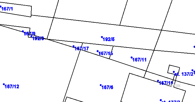 Parcela st. 167/15 v KÚ Dřínov u Zlonic, Katastrální mapa