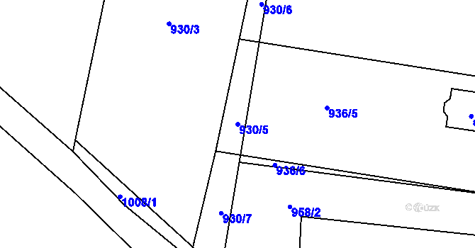 Parcela st. 930/5 v KÚ Dřínov u Zlonic, Katastrální mapa
