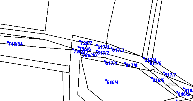 Parcela st. 617/2 v KÚ Dřínov u Zlonic, Katastrální mapa