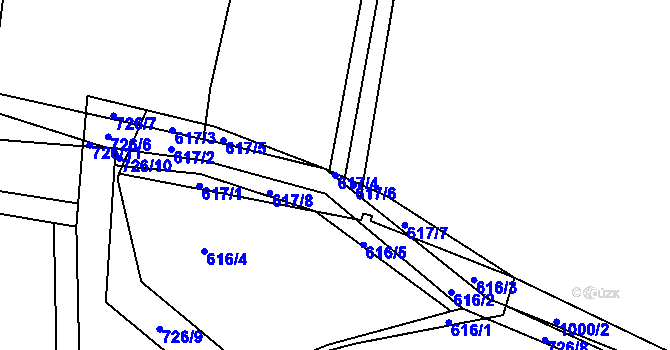 Parcela st. 617/4 v KÚ Dřínov u Zlonic, Katastrální mapa
