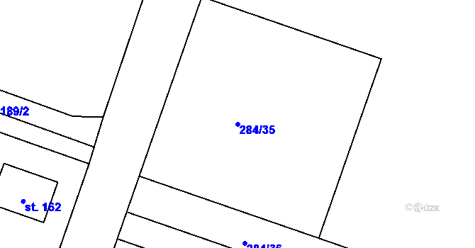 Parcela st. 284/35 v KÚ Dřínov u Zlonic, Katastrální mapa