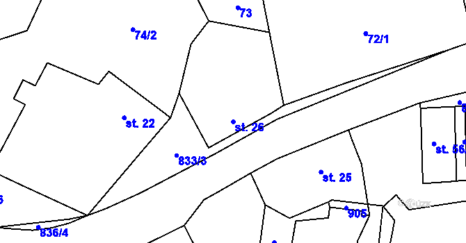 Parcela st. 26 v KÚ Královice u Zlonic, Katastrální mapa