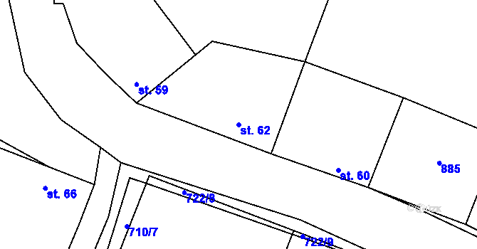 Parcela st. 62 v KÚ Královice u Zlonic, Katastrální mapa