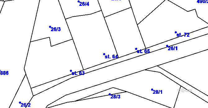 Parcela st. 64 v KÚ Královice u Zlonic, Katastrální mapa