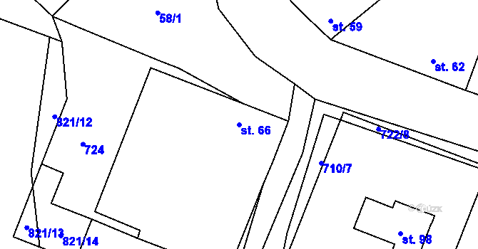Parcela st. 66 v KÚ Královice u Zlonic, Katastrální mapa