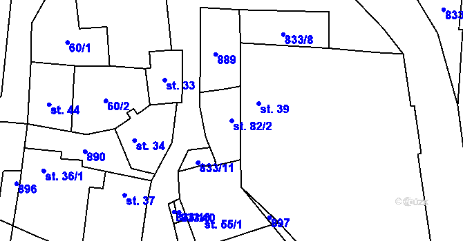 Parcela st. 82/2 v KÚ Královice u Zlonic, Katastrální mapa
