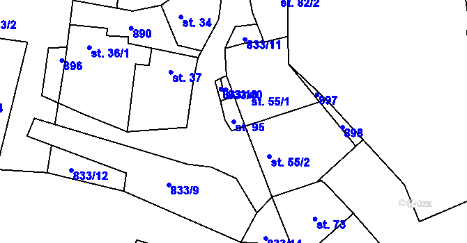 Parcela st. 95 v KÚ Královice u Zlonic, Katastrální mapa