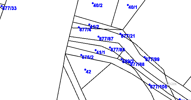 Parcela st. 41/1 v KÚ Královice u Zlonic, Katastrální mapa