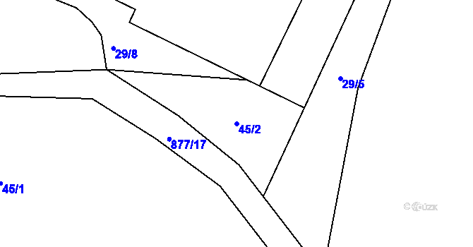 Parcela st. 45/2 v KÚ Královice u Zlonic, Katastrální mapa