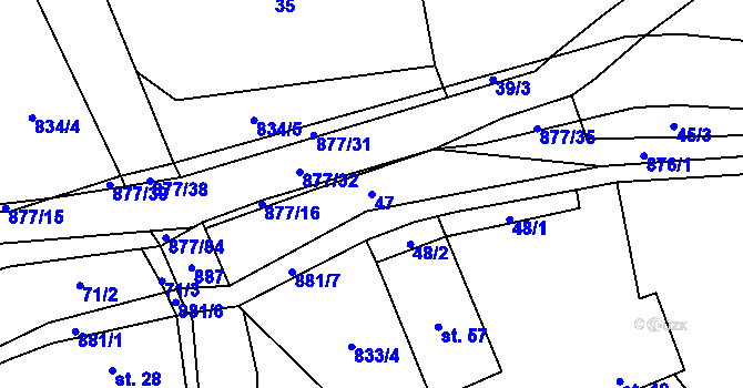 Parcela st. 47 v KÚ Královice u Zlonic, Katastrální mapa
