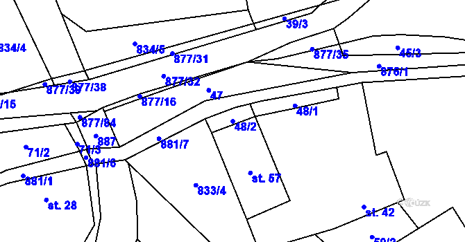 Parcela st. 48/2 v KÚ Královice u Zlonic, Katastrální mapa