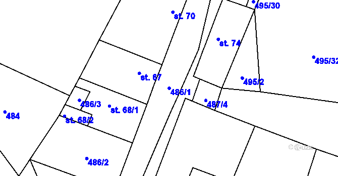 Parcela st. 486/1 v KÚ Královice u Zlonic, Katastrální mapa