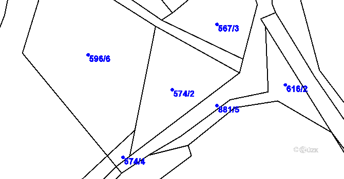 Parcela st. 574/2 v KÚ Královice u Zlonic, Katastrální mapa