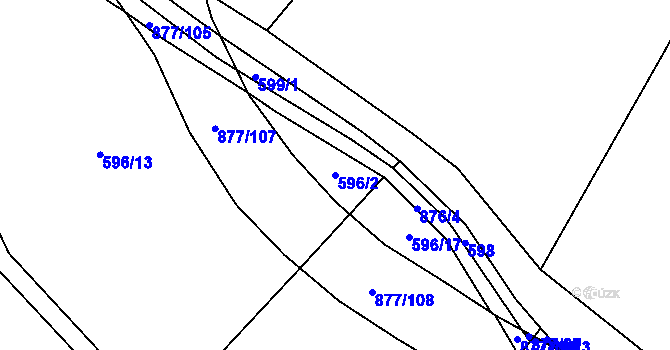 Parcela st. 596/2 v KÚ Královice u Zlonic, Katastrální mapa