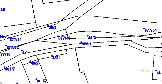 Parcela st. 876/1 v KÚ Královice u Zlonic, Katastrální mapa