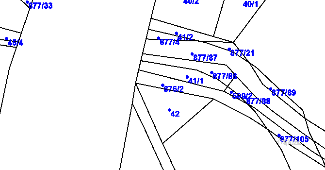 Parcela st. 876/2 v KÚ Královice u Zlonic, Katastrální mapa