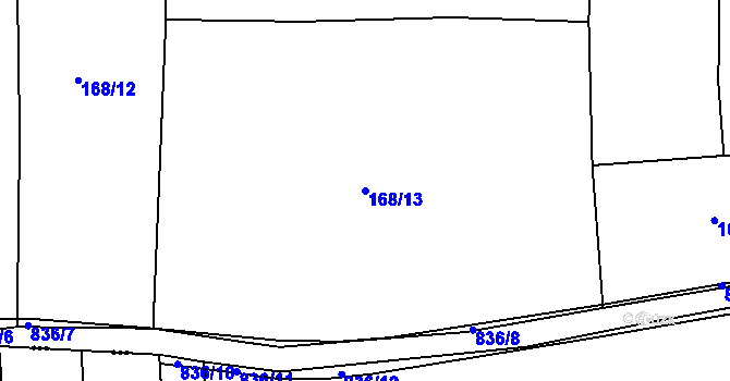 Parcela st. 168/13 v KÚ Královice u Zlonic, Katastrální mapa