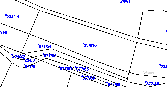 Parcela st. 234/10 v KÚ Královice u Zlonic, Katastrální mapa