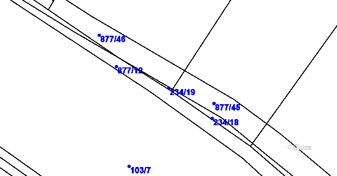 Parcela st. 234/19 v KÚ Královice u Zlonic, Katastrální mapa