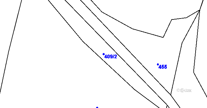 Parcela st. 409/2 v KÚ Královice u Zlonic, Katastrální mapa