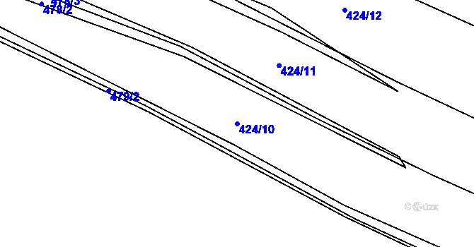 Parcela st. 424/10 v KÚ Královice u Zlonic, Katastrální mapa