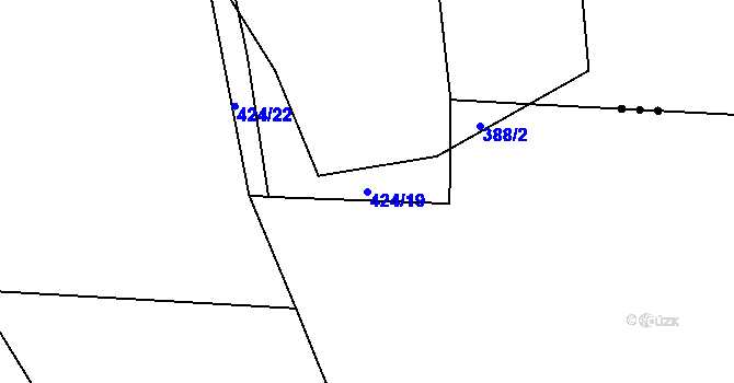 Parcela st. 424/19 v KÚ Královice u Zlonic, Katastrální mapa